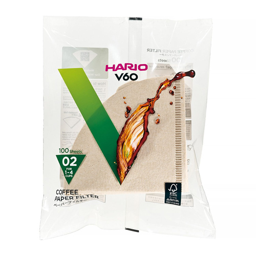 Hario filtry papierowe brązowe 100szt do dripa V60-02